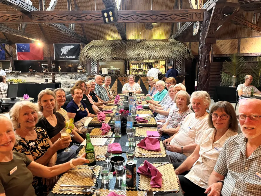 Group dining at a Māori-style restaurant