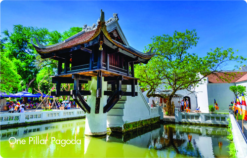 One Pillar Pagoda over pond in Hanoi