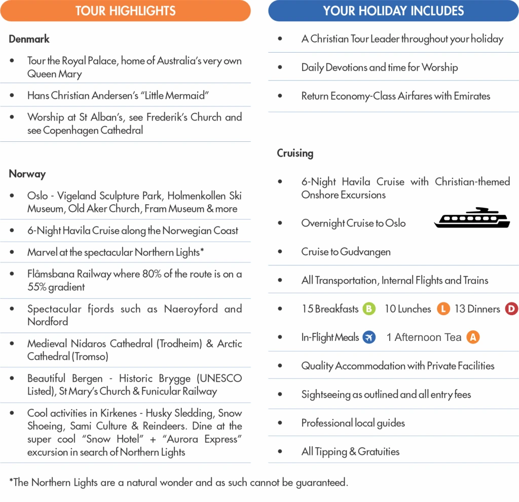 Scandinavia tour highlights and inclusions brochure