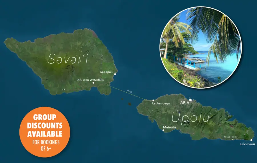 Map of Samoa’s Savai'i and Upolu islands