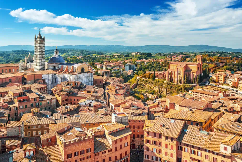 Siena skyline with cathedral and terracotta rooftops